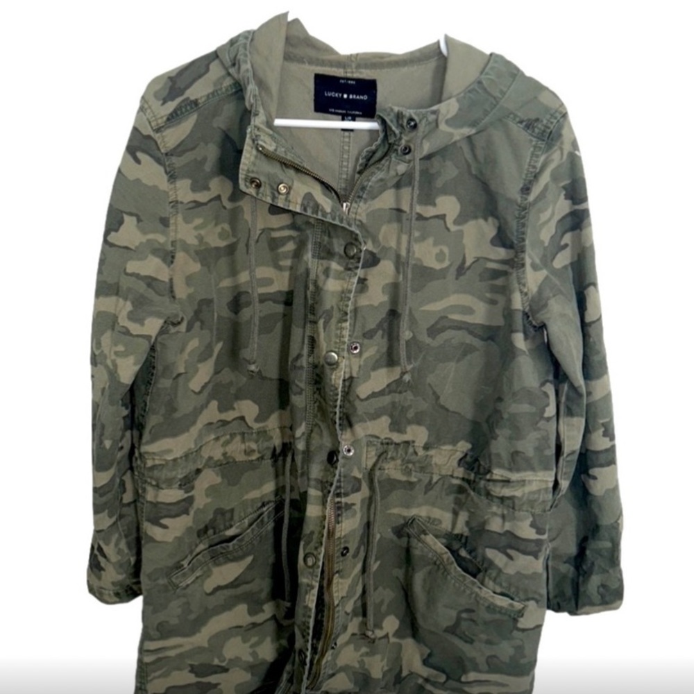 Lucky Brand Hooded Camo Full Zip Jacket